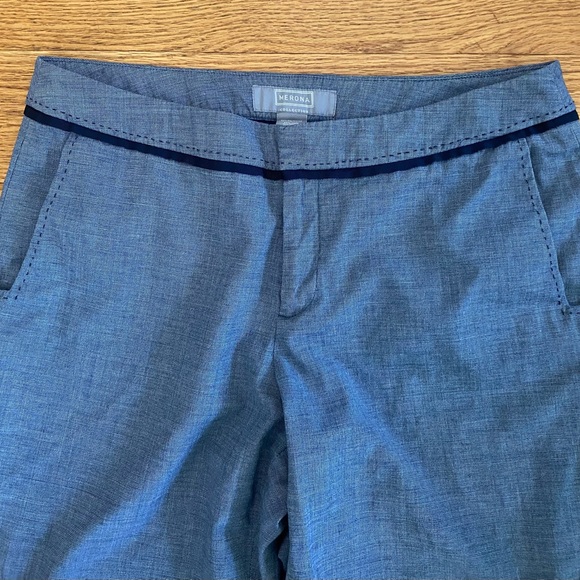 Merona Pants Women’s 12 Heather Blue Stitch detail Pockets Trouser Dress Pant - Picture 4 of 12